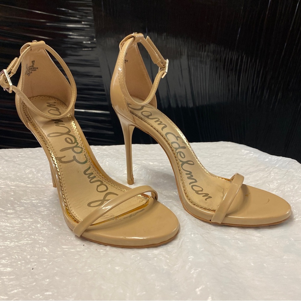 Sam Edelman Women's Nude Ankle Strap Stiletto Sandals | Size 8